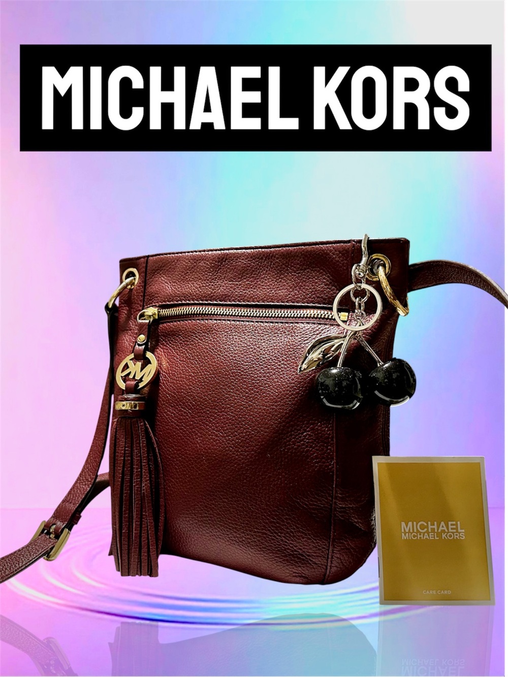 Vintage Michael Kors Burgundy Leather Crossbody Bag soft leather dark red - Picture 7 of 17